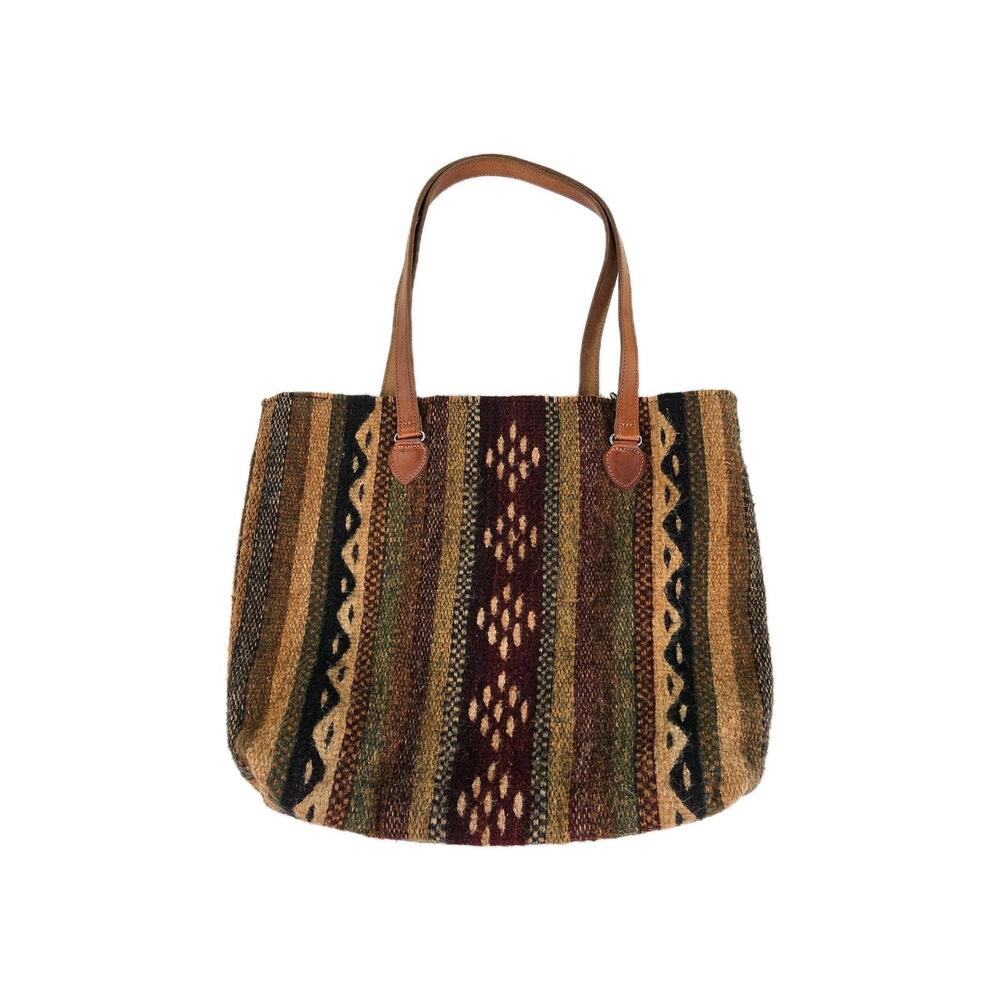 handwoven Saddleblanket tapestry tote bag southwestern Zapotec geometric pattern
